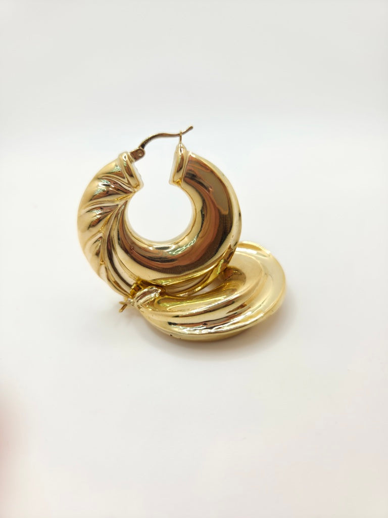 10KT RETRO ROMAN STYLE HOOPS EARRINGS Weight 10.6GR