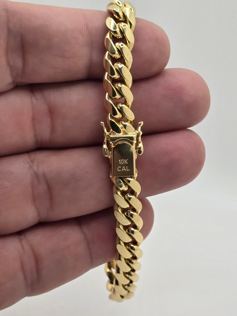 10KT SOLID MIAMI CUBAN BRACELET Size 8MM 7.5INCH Weigth 38.3GR