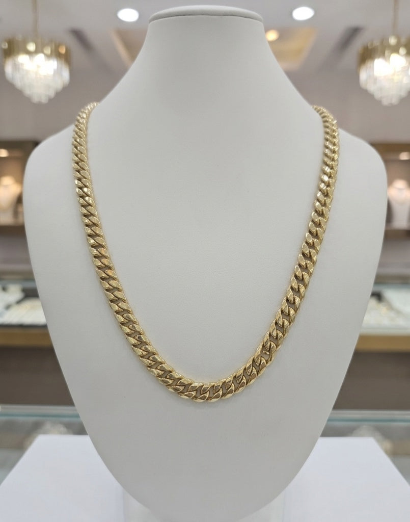 10KT HOLLOW MIAMI CUBAN CHAIN BOX CLOSURE Size 20INCH 8MM Weight 21.6GR