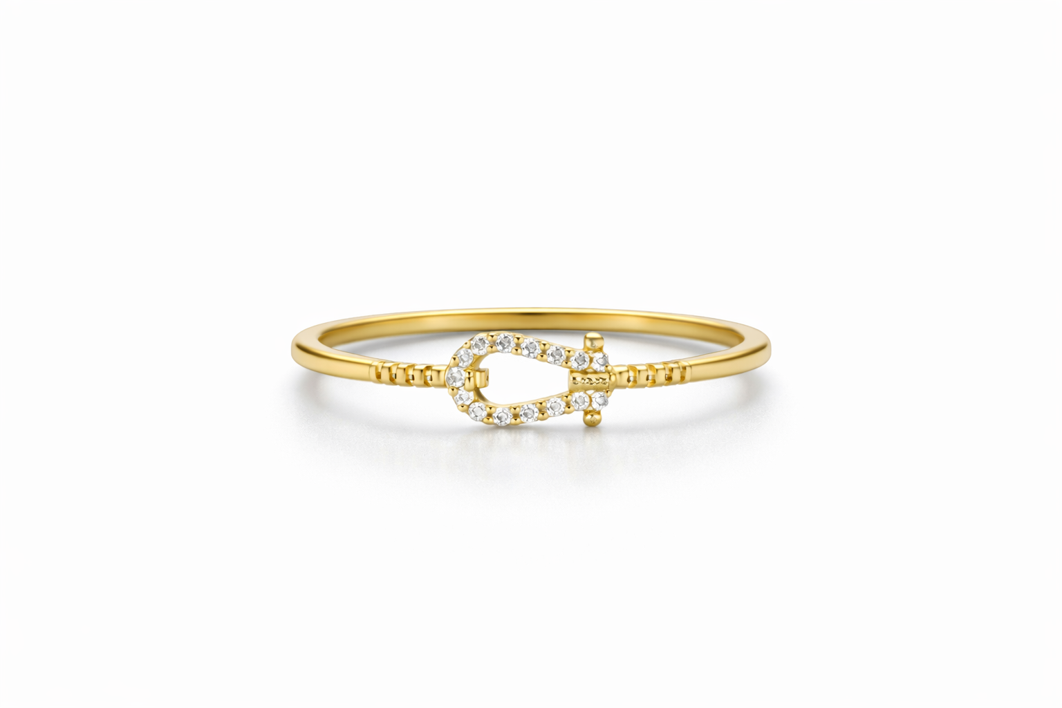 14KT BEAUTIFUL RING WITH ROPE AND CZ DETAILS SIZE 7 Weight 1.4GR