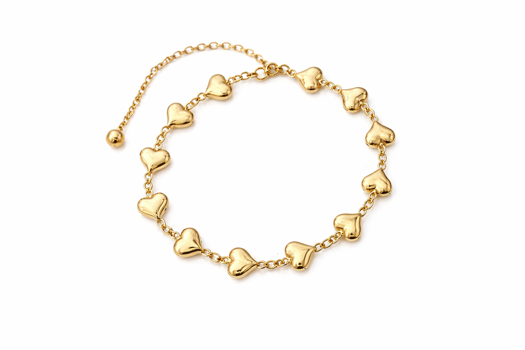10KT HEART BRACELET Size 8INCH Weigth 6.4GR