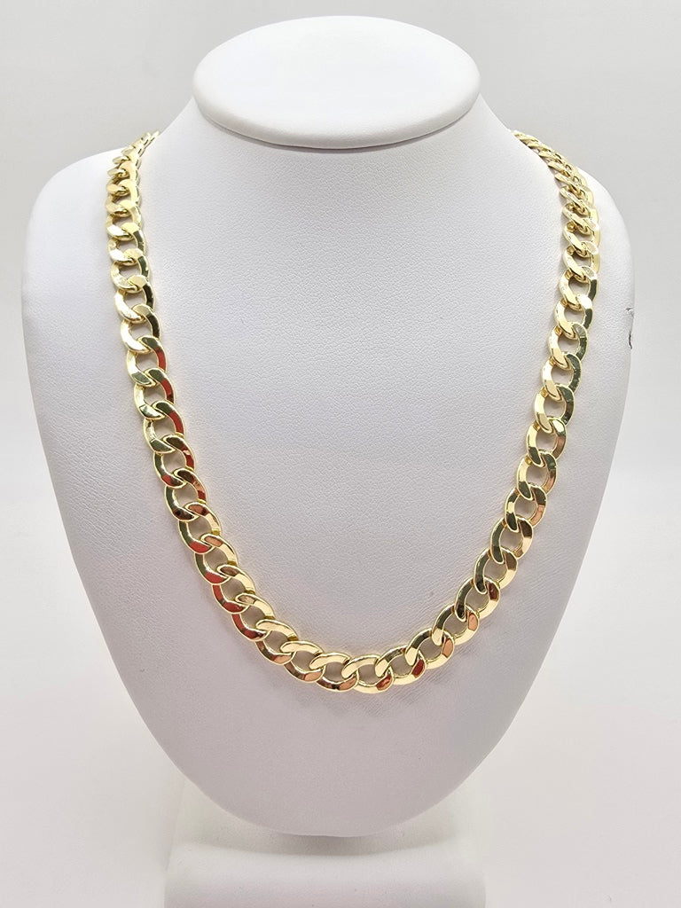 14KT HOLLOW CUBAN CURB FLAT CHAIN Size 6.5MM 18INCH Weight 16.9GR