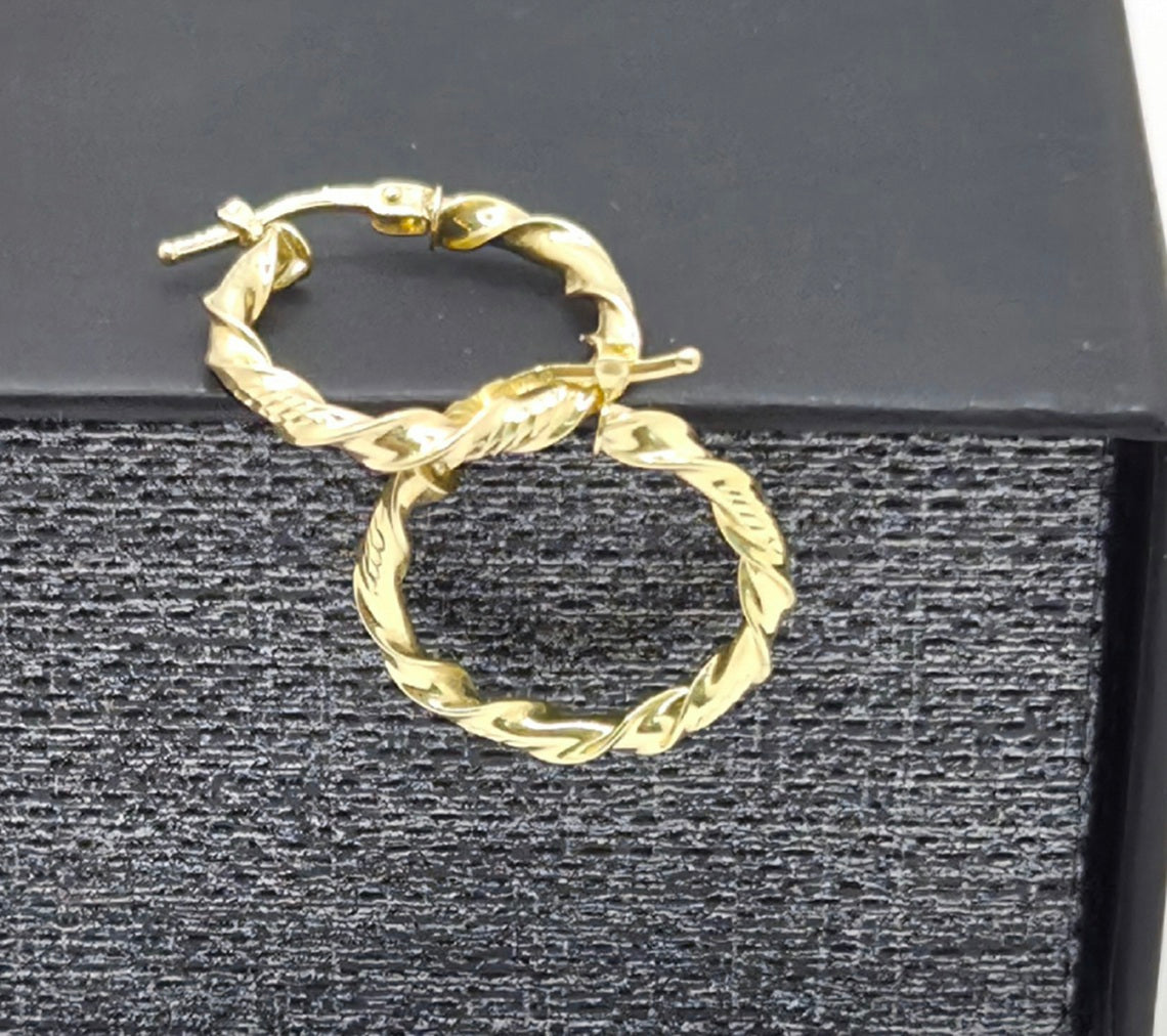 10KT ROPE STYLE HOOPS EARRINGS Size 2 3MM Weight 1.7GR