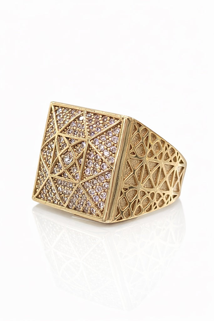 10KT SQUARE ROSETTA RING Size 11 Weigth 8.9GR