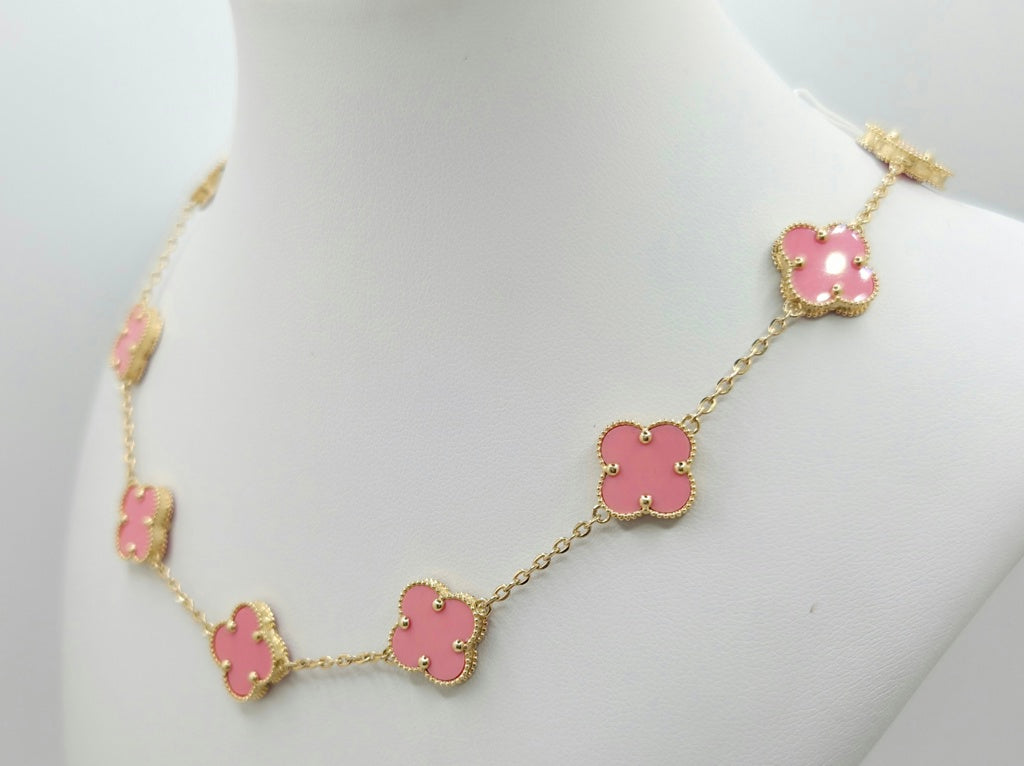 14KT MEDIUM PINK CLOVER CHAIN Size 18INCH MEDIUM Weight 9.3GR