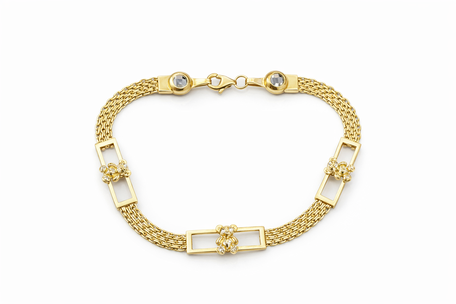 10KT BISMARK LINK BRACELET WITH BEARS  Size 7INCH 4.5MM Weight 5.4GR