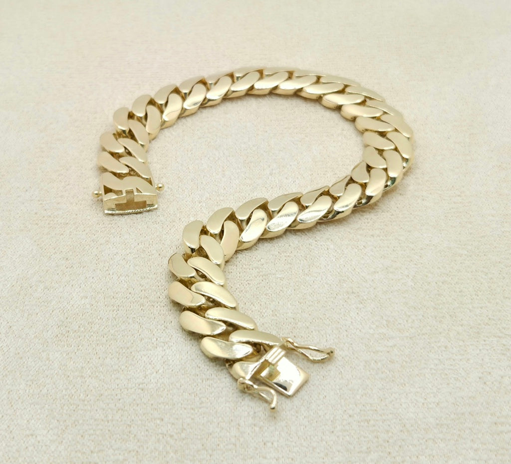 10KT SEMISOLID MIAMI CUBAN BRACELET Size 8INCH 13.5MM Weight 26.1GR
