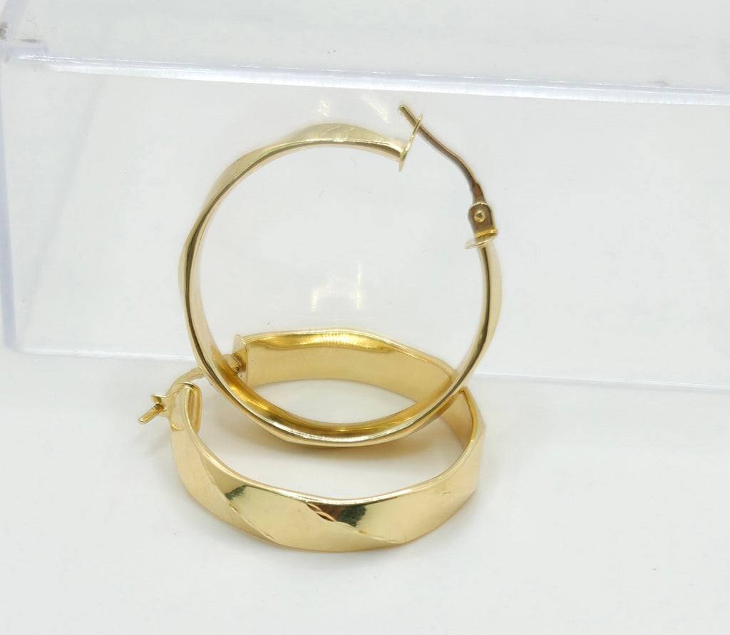 10KT MEDIUM TWISTED EFFECT HOOPS EARRINGS Weight 2.7GR