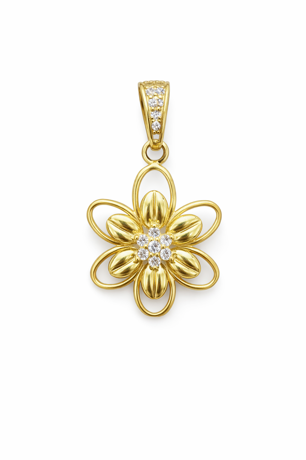 14KT ELEGANT FLOWER SILHOUETTE FLOWER PENDANT Weight 2.3GR