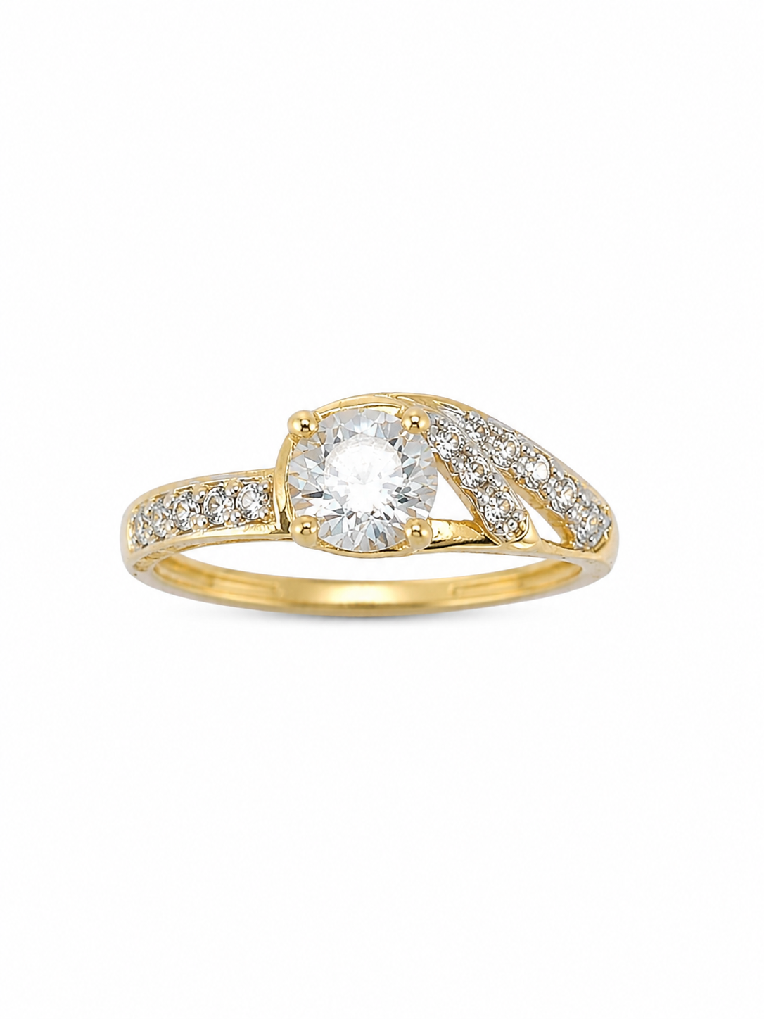 10KT DOUBLE CZ DETAIL PROMISE RING Size 7 Weight 2.10GR