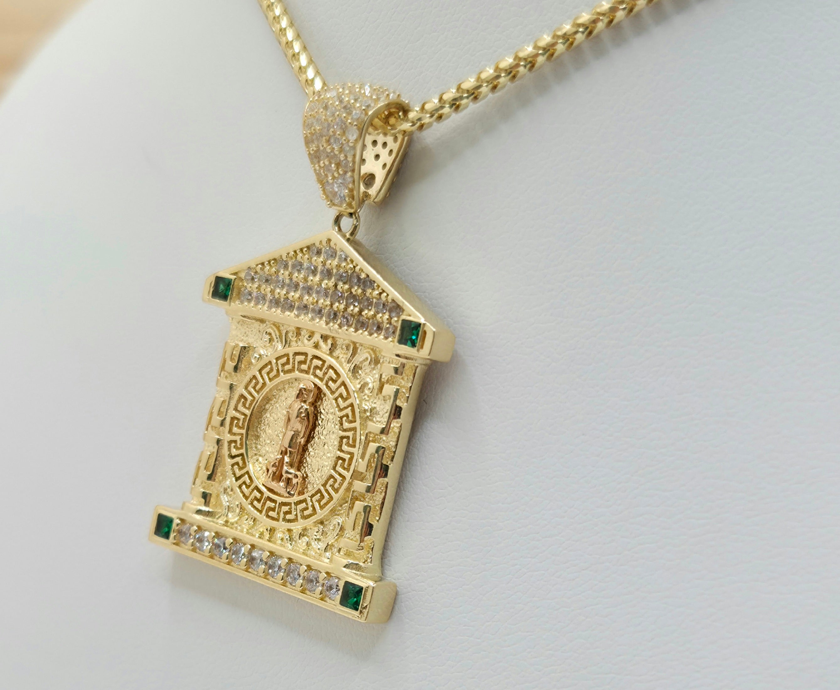 14KT CZ HOUSE STYLE SAN LAZARO PENDANT Weight 8.7GR