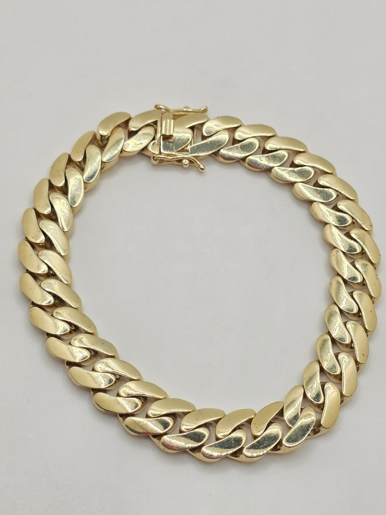 10KT HOLLOW MIAMI CUBAN BRACELET Size 7.5INCH 10MM Weight 17.5GR