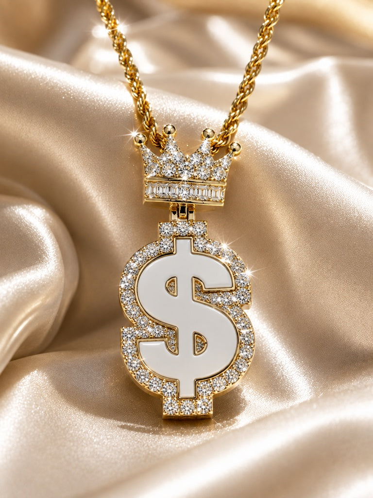 10KT DIAMOND MONEY SYMBOL PENDANT Size SMALL 0.35CT Weigth 3.6GR