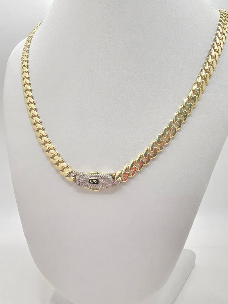 10KT CERTIFIED MONACO CHAIN CZ CLOSURE  Size 22INCH 6.5MM Weight 18.3GR